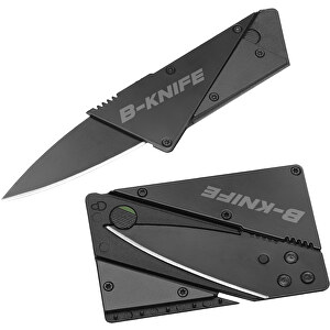 Messer Klappbar In Kreditkartengröße , schwarz, MET+PP, 8,40cm x 0,30cm x 5,40cm (Länge x Höhe x Breite)