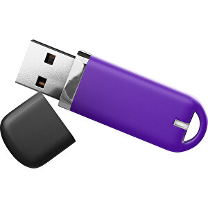 USB-Stick StylishDrive 2.0 , violet /schwarz MB , 1 GB , Gummiplastik, Kunststoff MB , 6,20cm x 0,75cm x 2,00cm (Länge x Höhe x Breite)