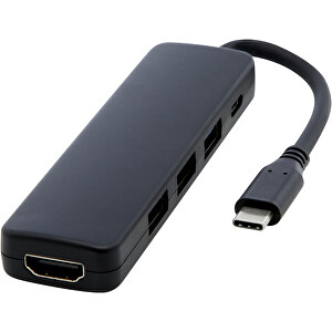 Loop Multimedia-Adapter Aus Recyceltem RCS Kunststoff USB 2.0-3.0 Mit HDMI-Anschluss , schwarz, Recycelter ABS Kunststoff, 9,00cm x 1,30cm x 3,00cm (Länge x Höhe x Breite)