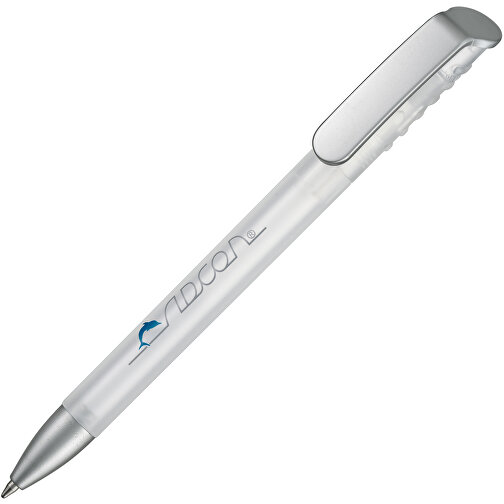 Kugelschreiber Top Spin Frozen SI , Ritter-Pen, weiß-frozen/silber, ABS-Kunststoff, 14,10cm (Länge), Bild 2
