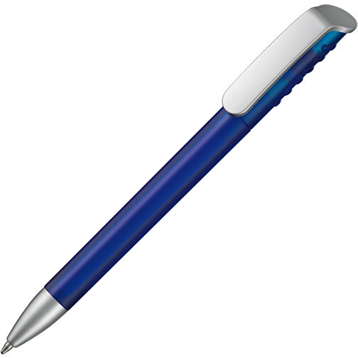 Kugelschreiber Top Spin Frozen SI , Ritter-Pen, blau-frozen/silber, ABS-Kunststoff, 14,10cm (Länge), Bild 2