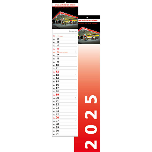 Streifenkalender S-500 , schwarz/rot, Papier, 62,00cm x 11,80cm (Höhe x Breite), Bild 1