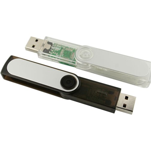 USB-Stick SWING II 8GB , Promo Effects MB , schwarz / transparent MB , 8 GB , Kunststoff/Aluminium MB , 3 - 10 MB/s MB , 5,90cm x 1,10cm x 1,65cm (Länge x Höhe x Breite), Bild 2