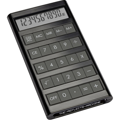 Solarny kalkulator kieszonkowy REEVES-MACHINE BLACK, Obraz 1
