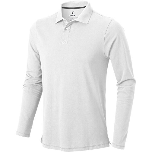 Oakville Langarm Poloshirt Für Herren , weiß, Piqué Strick 100% BCI Baumwolle, 200 g/m2, S, , Bild 1