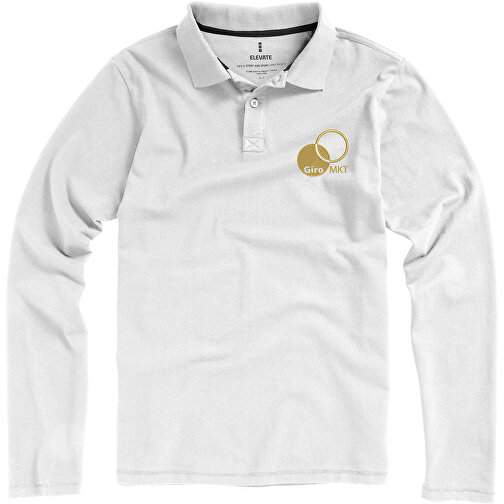 Oakville Langarm Poloshirt Für Herren , weiß, Piqué Strick 100% BCI Baumwolle, 200 g/m2, S, , Bild 4