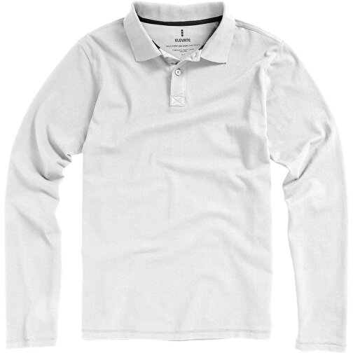 Oakville Langarm Poloshirt Für Herren , weiß, Piqué Strick 100% BCI Baumwolle, 200 g/m2, L, , Bild 6