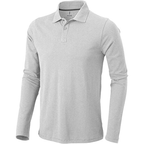 Oakville Langarm Poloshirt Für Herren , grau meliert, Piqué Strick 90% Baumwolle, 10% Viskose, 200 g/m2, XL, , Bild 1