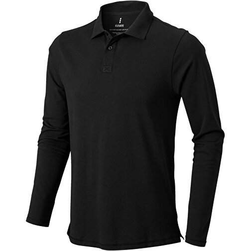 Oakville Langarm Poloshirt Für Herren , schwarz, Piqué Strick 100% BCI Baumwolle, 200 g/m2, S, , Bild 1