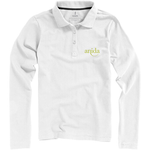 Oakville Langarm Poloshirt Für Damen , weiß, Piqué Strick 100% BCI Baumwolle, 200 g/m2, S, , Bild 2