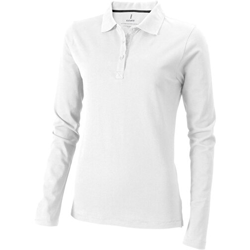 Oakville Langarm Poloshirt Für Damen , weiss, Piqué Strick 100% BCI Baumwolle, 200 g/m2, XL, , Bild 1