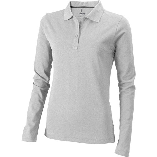 Oakville Langarm Poloshirt Für Damen , grau meliert, Piqué Strick 90% Baumwolle, 10% Viskose, 200 g/m2, XL, , Bild 1