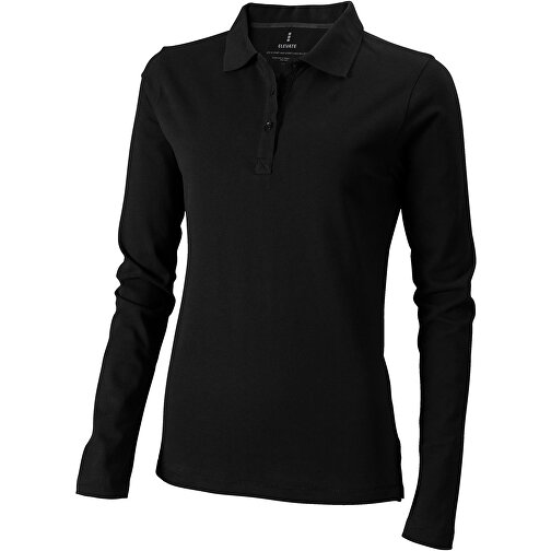 Oakville Langarm Poloshirt Für Damen , schwarz, Piqué Strick 100% BCI Baumwolle, 200 g/m2, M, , Bild 1