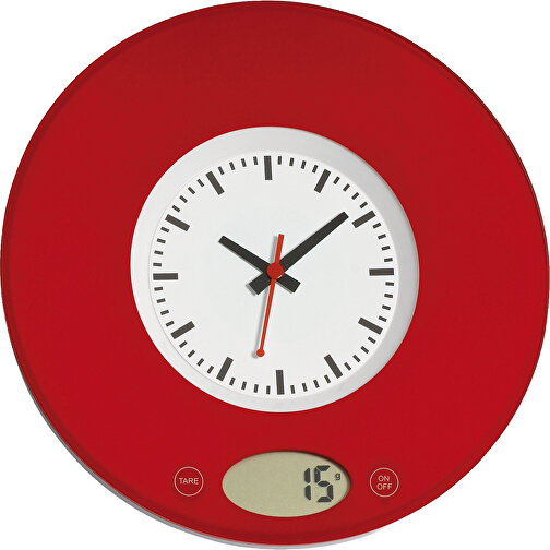 Küchenwaage TIME , rot, Kunststoff / Glas, 2,00cm (Höhe), Bild 1