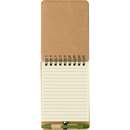 Notizbuch Aus Karton Rodrigo , hellgrün, Papier 70 g/m2*, Kraftpapier 350 g/m2, 13,10cm x 1,30cm x 8,80cm (Länge x Höhe x Breite), Bild 1