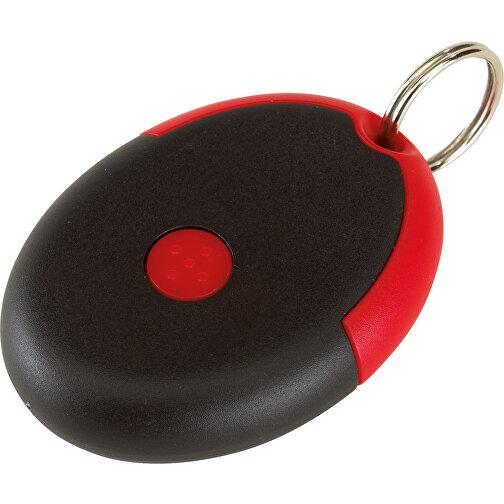Schlüsselanhänger NEAT , rot, schwarz, Kunststoff / Polyester / Stahl, 6,00cm x 1,50cm x 4,30cm (Länge x Höhe x Breite), Bild 1
