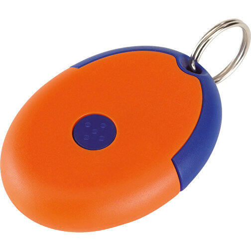 Schlüsselanhänger NEAT , blau, orange, Kunststoff / Polyester / Stahl, 6,00cm x 1,50cm x 4,30cm (Länge x Höhe x Breite), Bild 2