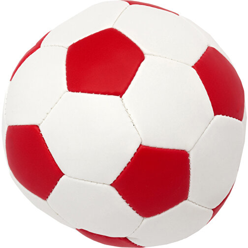 Soft-Fussball , weiss/rot, Material: Polyurethan, Füllung: Polyesterfasern, 8,00cm x 8,00cm x 8,00cm (Länge x Höhe x Breite), Bild 1