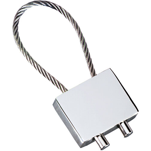 Schlüsselanhänger RE98-CABLE , Re98, silber/mattsilber, Metall, 6,50cm x 0,70cm x 2,50cm (Länge x Höhe x Breite), Bild 1