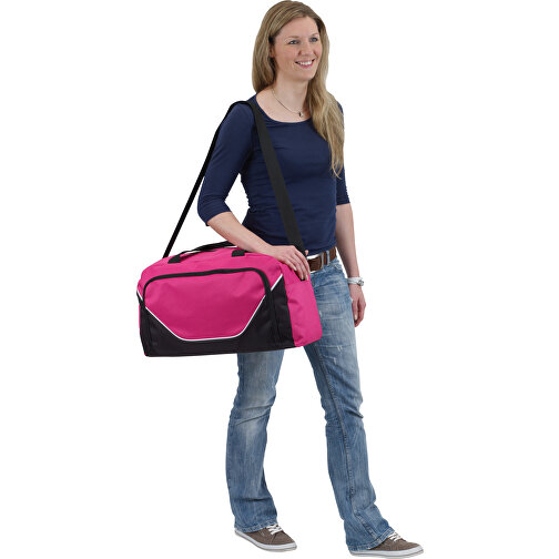 Sporttasche JORDAN , pink, schwarz, 600D Polyester, 48,00cm x 28,00cm x 22,00cm (Länge x Höhe x Breite), Bild 2