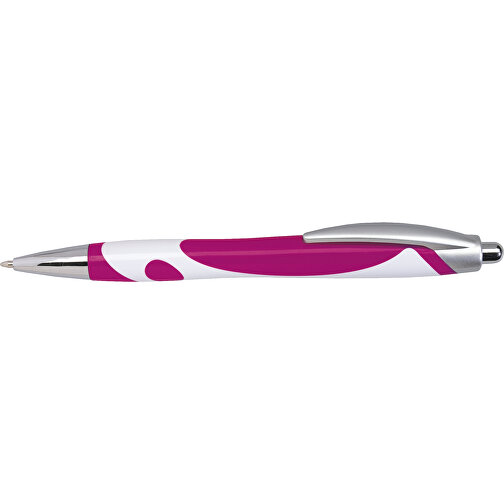 Kugelschreiber MODERN , dunkelmagenta, weiß, Kunststoff, 14,30cm (Länge), Bild 3
