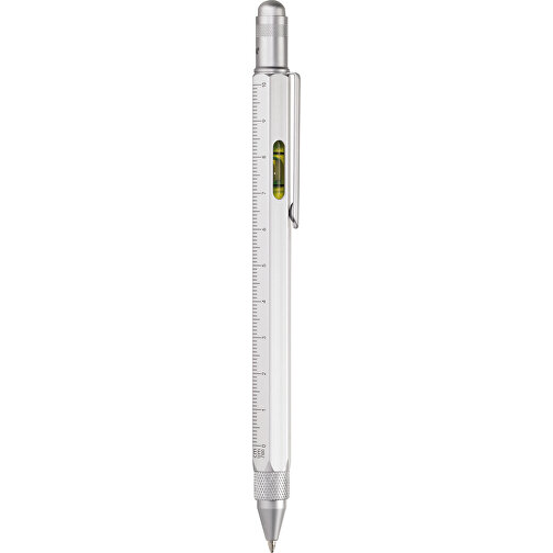 TROIKA Multitasking-Kugelschreiber CONSTRUCTION , Troika, silberfarben, Messing, 15,00cm x 1,30cm x 1,10cm (Länge x Höhe x Breite), Bild 1