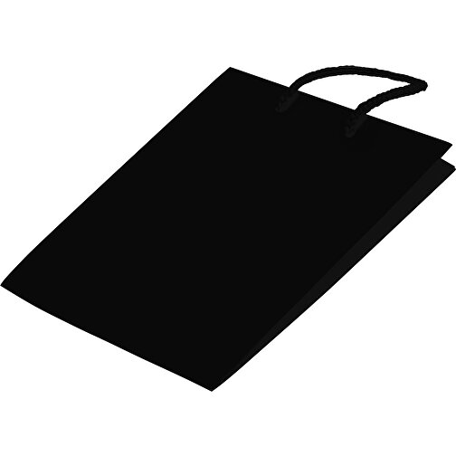 Laminierte Papiertasche, Klein , schwarz, Papier, 18,00cm x 24,00cm x 8,00cm (Länge x Höhe x Breite), Bild 3