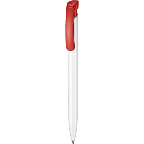 Kugelschreiber CLEAR , Ritter-Pen, feuer-rot/weiss, ABS-Kunststoff, 14,80cm (Länge), Bild 1
