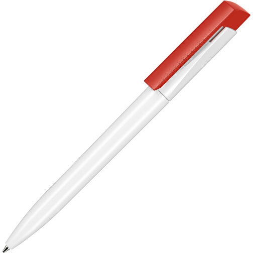 Kugelschreiber FRESH , Ritter-Pen, signalrot/weiß, ABS-Kunststoff, 14,50cm (Länge), Bild 2