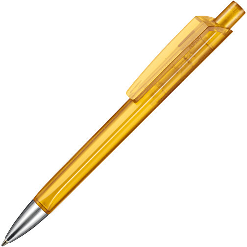Kugelschreiber TRI-STAR TRANSPARENT , Ritter-Pen, mango-gelb, ABS-Kunststoff, 14,00cm (Länge), Bild 2