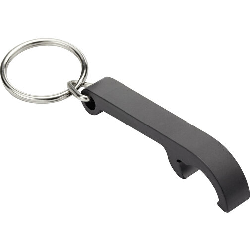 Schlüsselanhänger Mit Flaschenöffner REFLECTS-NARÓN BLACK , Reflects, schwarz, Aluminium, 8,90cm x 0,90cm x 2,50cm (Länge x Höhe x Breite), Bild 1