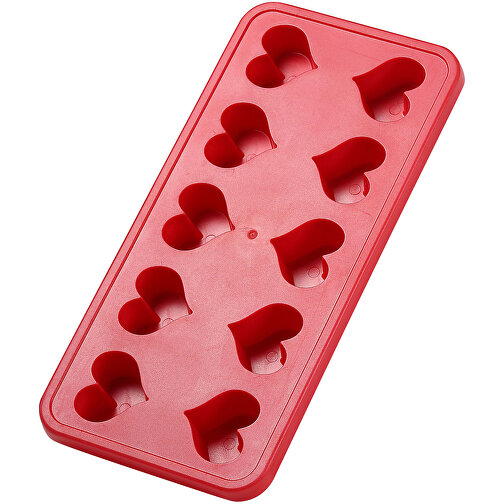 Eiswürfelform 'Herzen' , standard-rot, Kunststoff, 22,00cm x 2,00cm x 10,50cm (Länge x Höhe x Breite), Bild 1