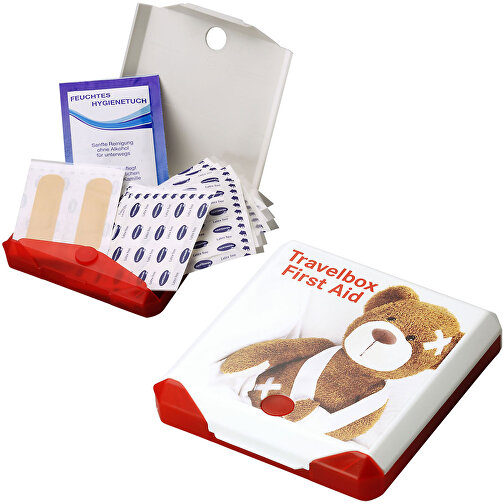 Travelbox 'First Aid' , weiß/trend-rot PP, Kunststoff, 11,00cm x 2,40cm x 10,30cm (Länge x Höhe x Breite), Bild 2