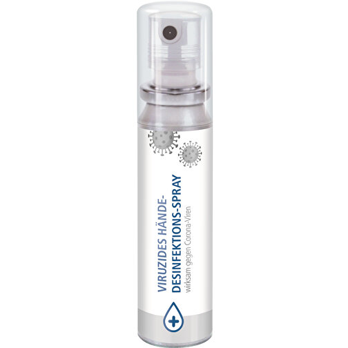 Hände-Desinfektionsspray (DIN EN 1500), 20 Ml, Body Label , Recyceltes Aluminium & PP (Kappe), 2,20cm x 10,40cm x 2,20cm (Länge x Höhe x Breite), Bild 1