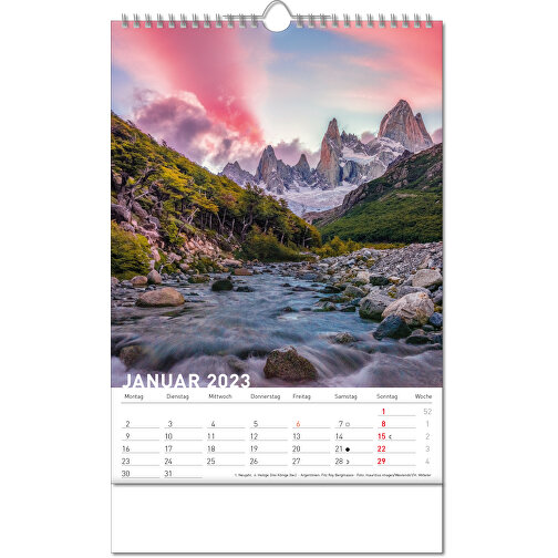Calendario 'Destinazioni' in formato 24 x 38,5 cm, con rilegatura Wire-O, Immagine 2