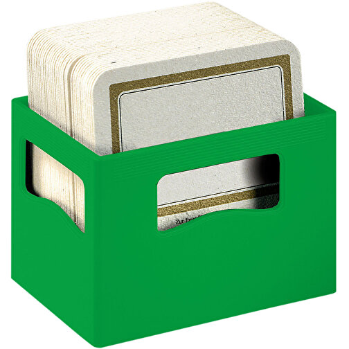 Bierdeckel-Ständer 'Bierkasten' , standard-grün, Kunststoff, 10,40cm x 6,70cm x 7,50cm (Länge x Höhe x Breite), Bild 1