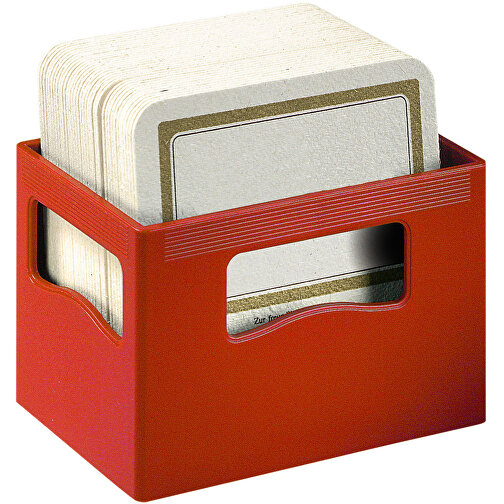 Bierdeckel-Ständer 'Bierkasten' , standard-rot, Kunststoff, 10,40cm x 6,70cm x 7,50cm (Länge x Höhe x Breite), Bild 1