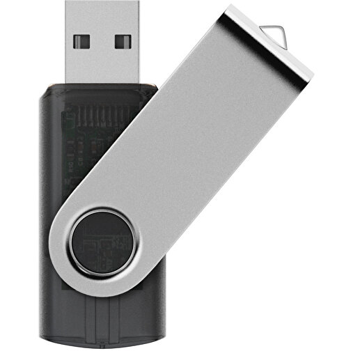USB-Stick SWING 3.0 16 GB , Promo Effects MB , schwarz transparent MB , 16 GB , Kunststoff, Metall MB , 10 - 45 MB/s MB , 5,70cm x 1,09cm x 1,90cm (Länge x Höhe x Breite), Bild 1