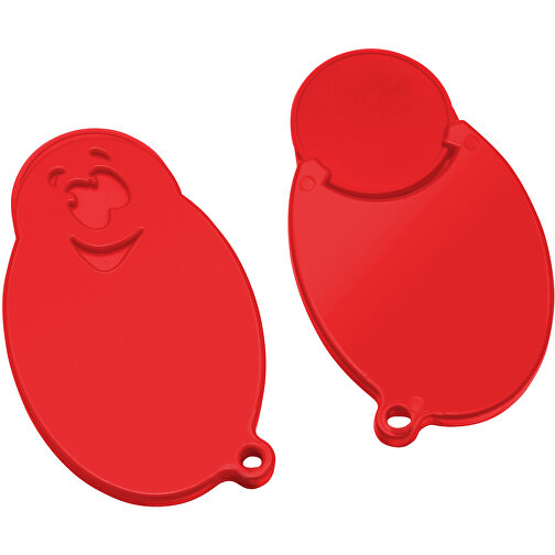 Chiphalter Mit 1€-Chip 'Gesicht' , rot, rot, ABS, 5,90cm x 0,40cm x 3,50cm (Länge x Höhe x Breite), Bild 1