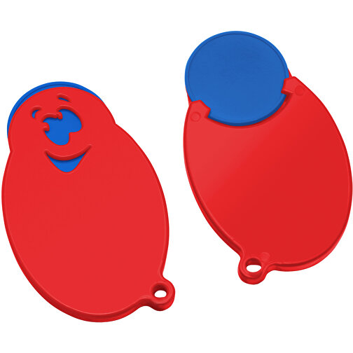 Chiphalter Mit 1€-Chip 'Gesicht' , blau, rot, ABS, 5,90cm x 0,40cm x 3,50cm (Länge x Höhe x Breite), Bild 1
