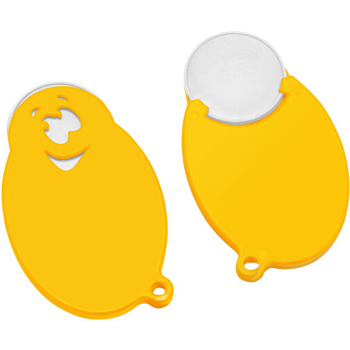 Chiphalter Mit 1€-Chip 'Gesicht' , weiß, gelb, ABS, 5,90cm x 0,40cm x 3,50cm (Länge x Höhe x Breite), Bild 1