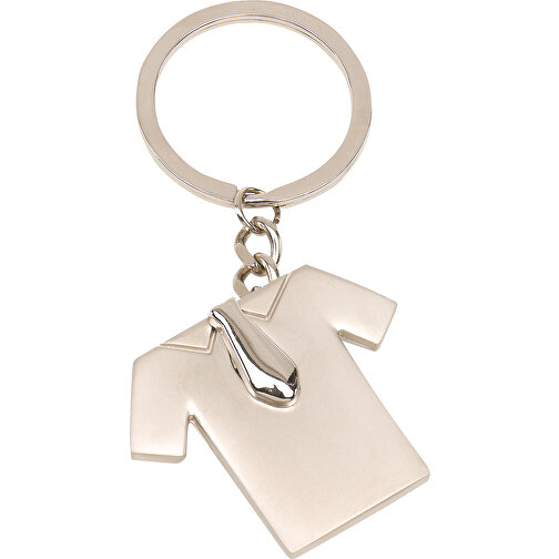 Schlüsselanhänger TIE SHIRT , silber, Zinklegierung / Stahl, 8,50cm x 0,60cm x 4,00cm (Länge x Höhe x Breite), Bild 1