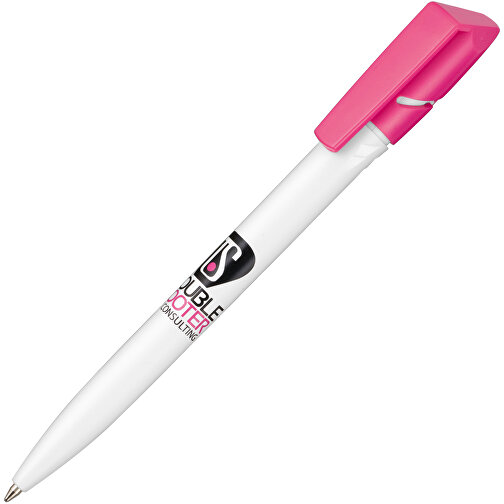 Kugelschreiber TWISTER , Ritter-Pen, pink/weiss, ABS-Kunststoff, 14,50cm (Länge), Bild 2