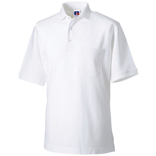 Workwear Pocket Polo , Russell, weiss, 93% Baumwolle, 7% Polyester, XL, , Bild 1