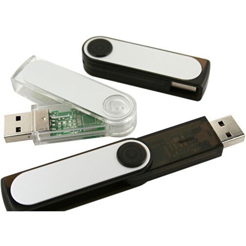 USB-Stick SWING II 16GB , Promo Effects MB , schwarz / transparent MB , 16 GB , Kunststoff/Aluminium MB , 3 - 10 MB/s MB , 5,90cm x 1,10cm x 1,65cm (Länge x Höhe x Breite), Bild 3