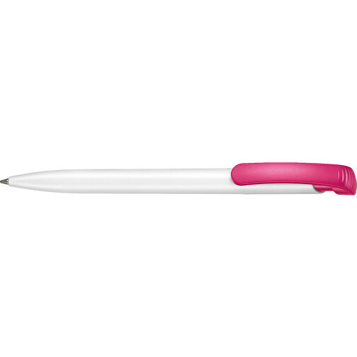 Kugelschreiber CLEAR , Ritter-Pen, pink/weiß, ABS-Kunststoff, 14,80cm (Länge), Bild 3