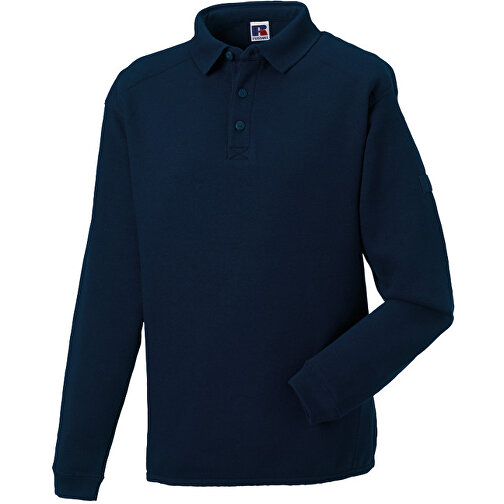 Workwear-Sweatshirt Im Polo-Stil , Russell, navy blau, 80% Baumwolle, 20% Polyester, XS, , Bild 1