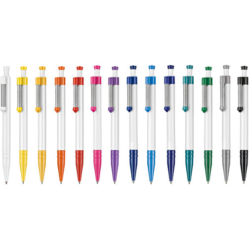 Kugelschreiber SPRING , Ritter-Pen, steingrau/weiß, ABS-Kunststoff, 14,10cm (Länge), Bild 4
