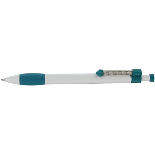 Kugelschreiber Spring Grippy , Ritter-Pen, petrol/weiss, ABS-Kunststoff, 14,10cm (Länge), Bild 3