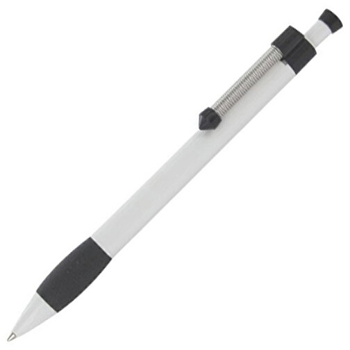 Kugelschreiber Spring Grippy , Ritter-Pen, steingrau/weiss, ABS-Kunststoff, 14,10cm (Länge), Bild 2
